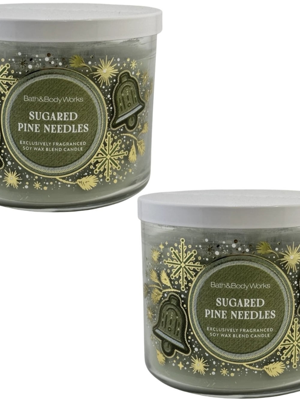 2 Bath & Body Works Sugared Pine Needles Large 3 Wick Scented Candle 14.5 oz New